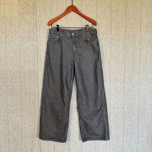 Zara Dark Gray Wash 100% Cotton Wide Leg Loose Fit Baggy  Jeans Size 10